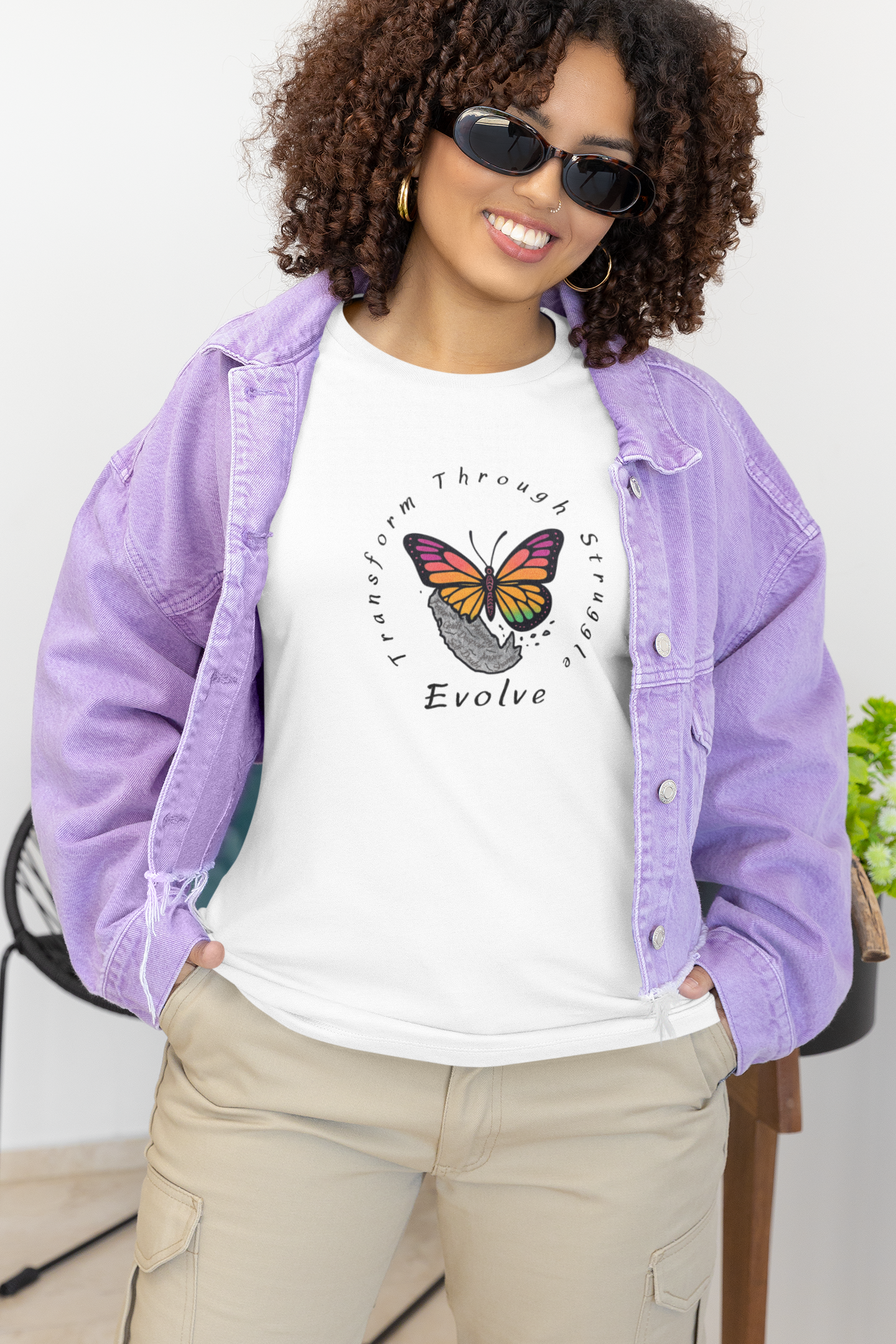 Transform Through Struggle T-Shirt - Butterfly Evolution