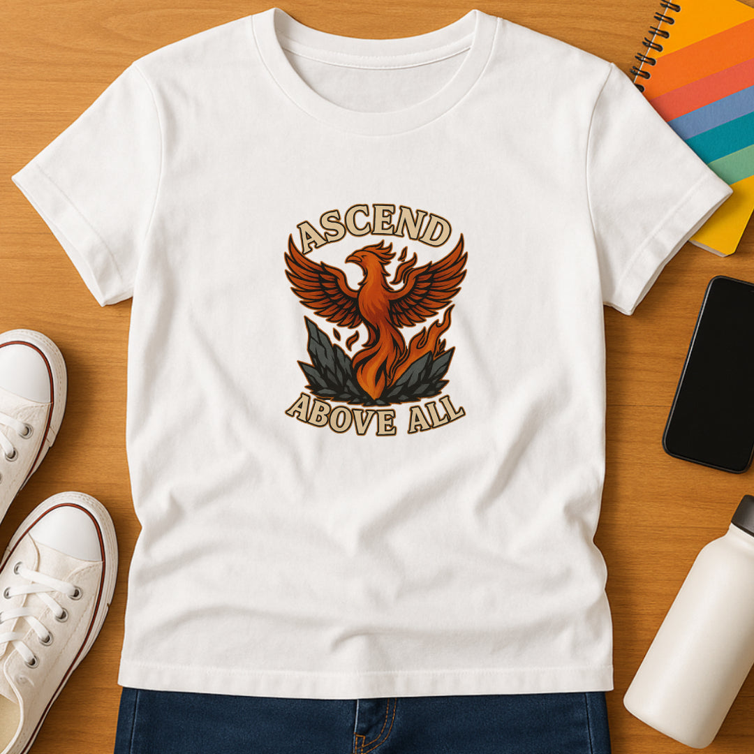 Ascend Above All T-Shirt – Phoenix Rising Strength Design