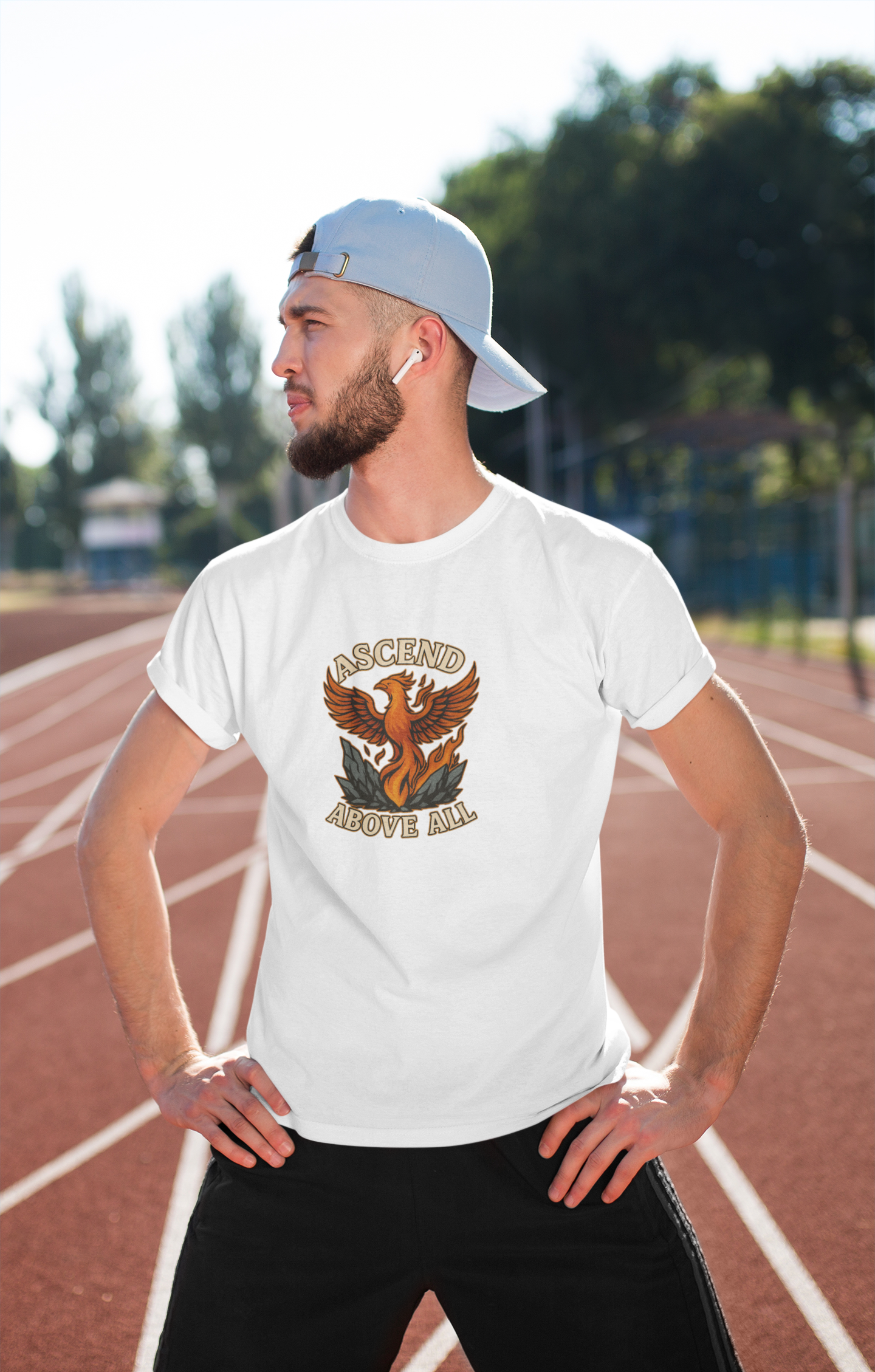 Ascend Above All T-Shirt – Phoenix Rising Strength Design