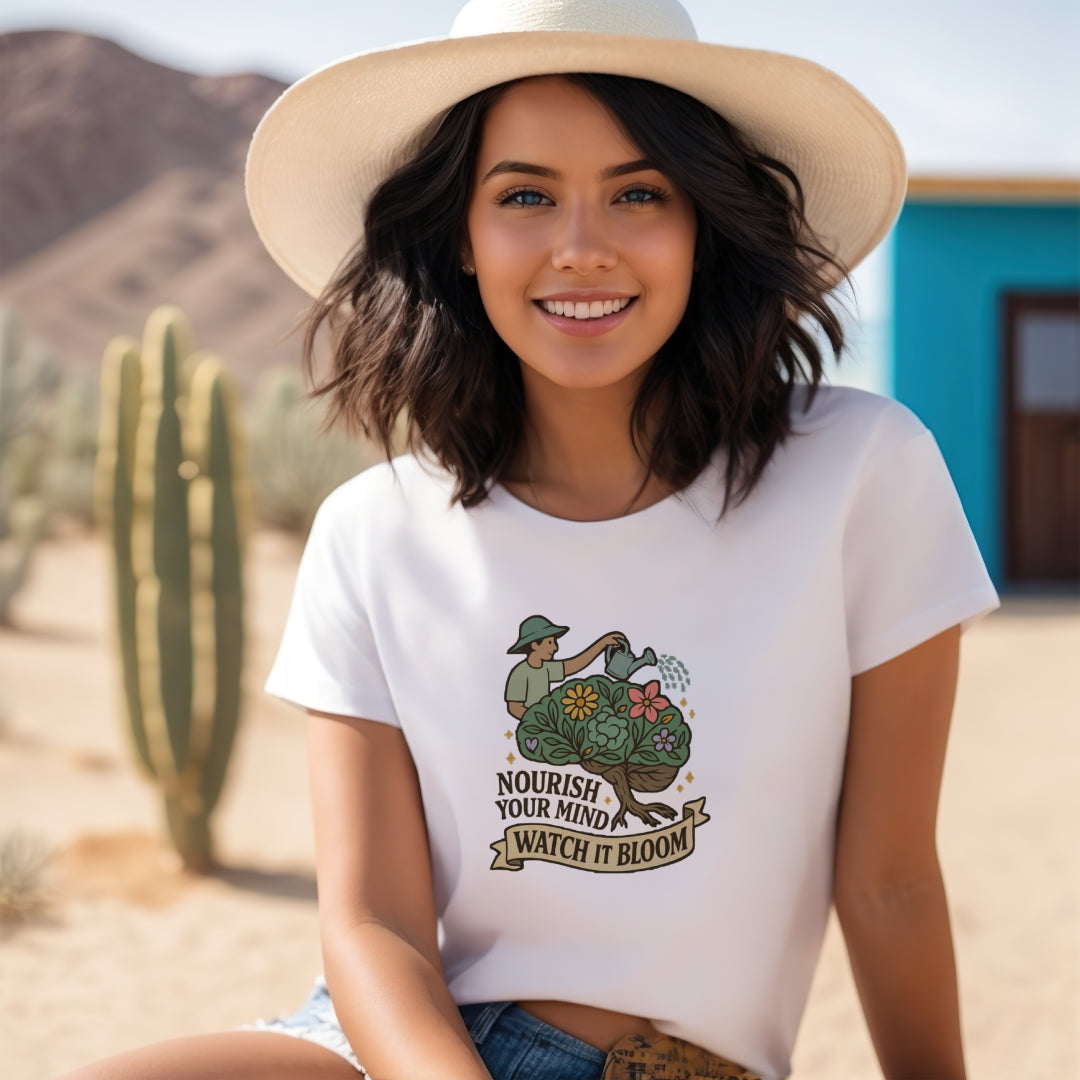 Nourish Your Mind Watch It Bloom T-Shirt – Mental Health & Self-Care Tee