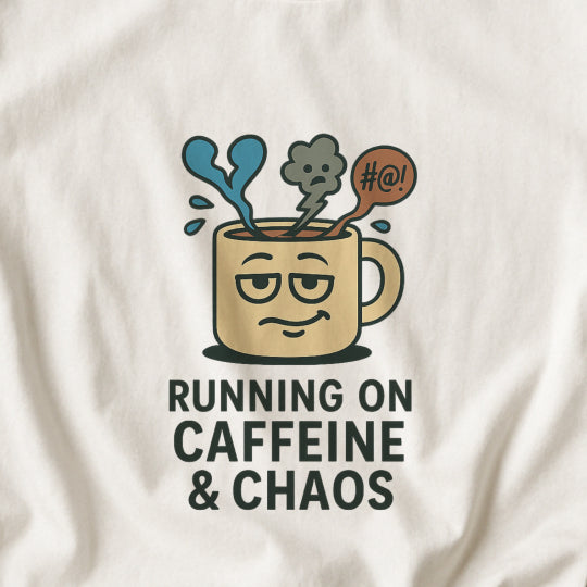 Running on Caffeine & Chaos T-Shirt – Funny Coffee Lover Tee
