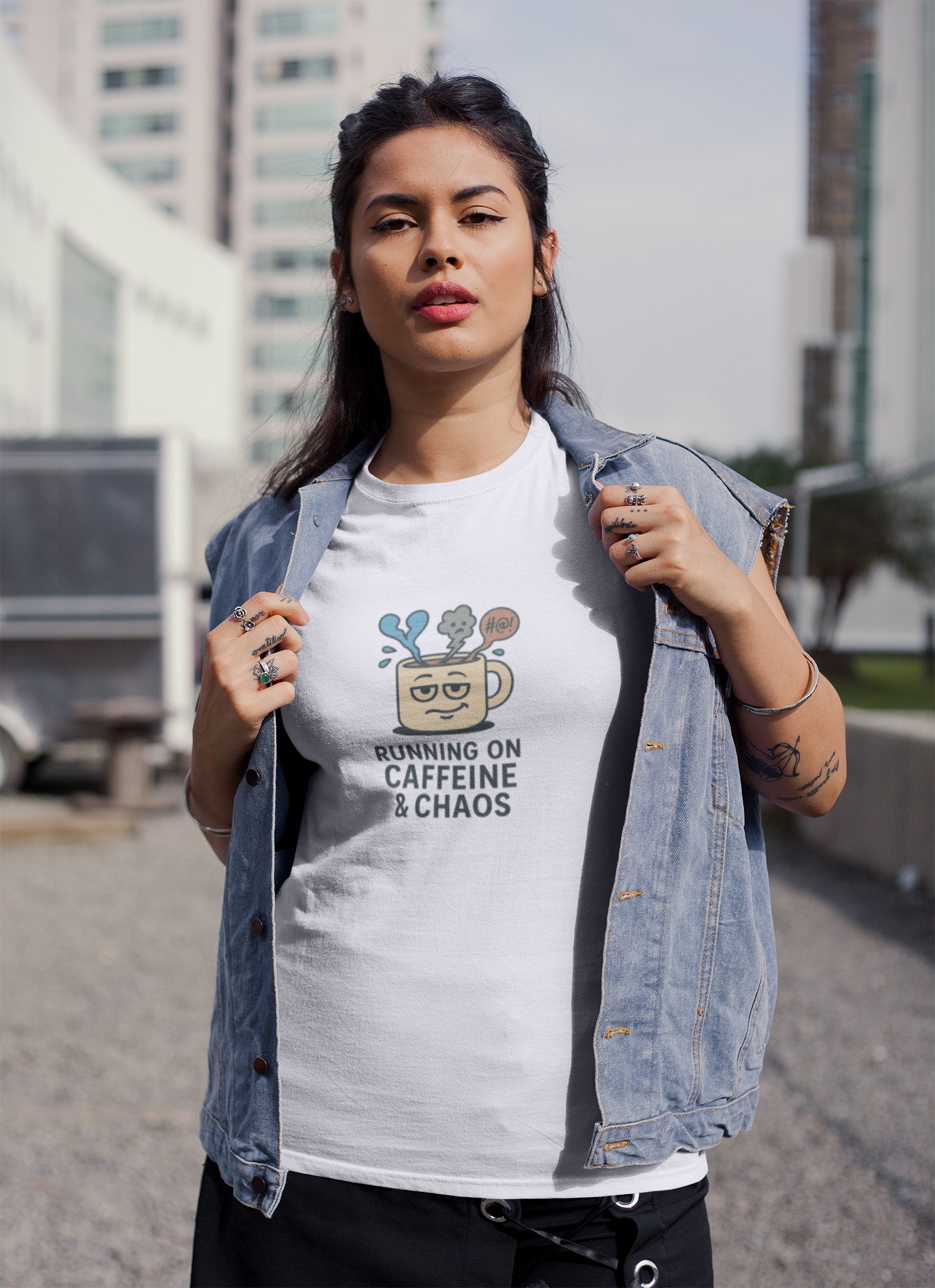 Running on Caffeine & Chaos T-Shirt – Funny Coffee Lover Tee