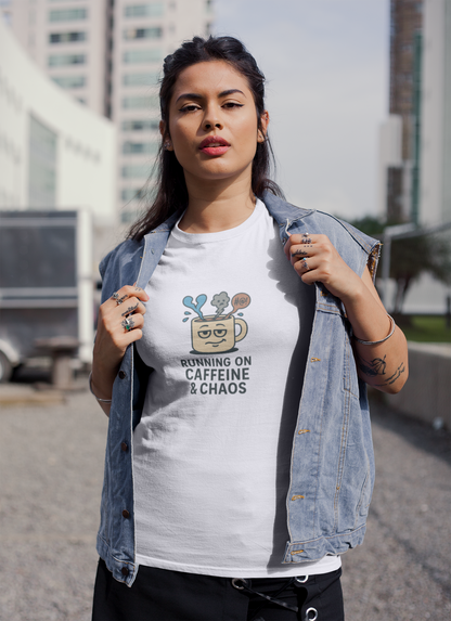 Running on Caffeine & Chaos T-Shirt – Funny Coffee Lover Tee