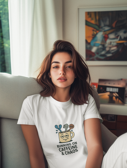Running on Caffeine & Chaos T-Shirt – Funny Coffee Lover Tee