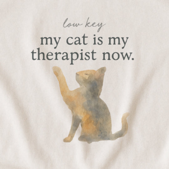 Low Key, My Cat Is My Therapist Now T-Shirt – Funny Cat Tee