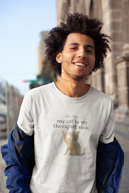 Low Key, My Cat Is My Therapist Now T-Shirt – Funny Cat Tee