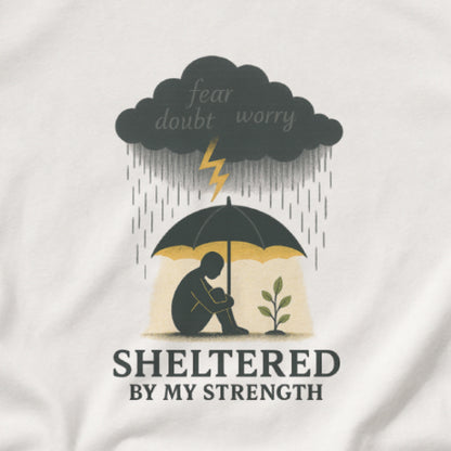Sheltered By My Strength T-Shirt – Resilient Mental Health Tee