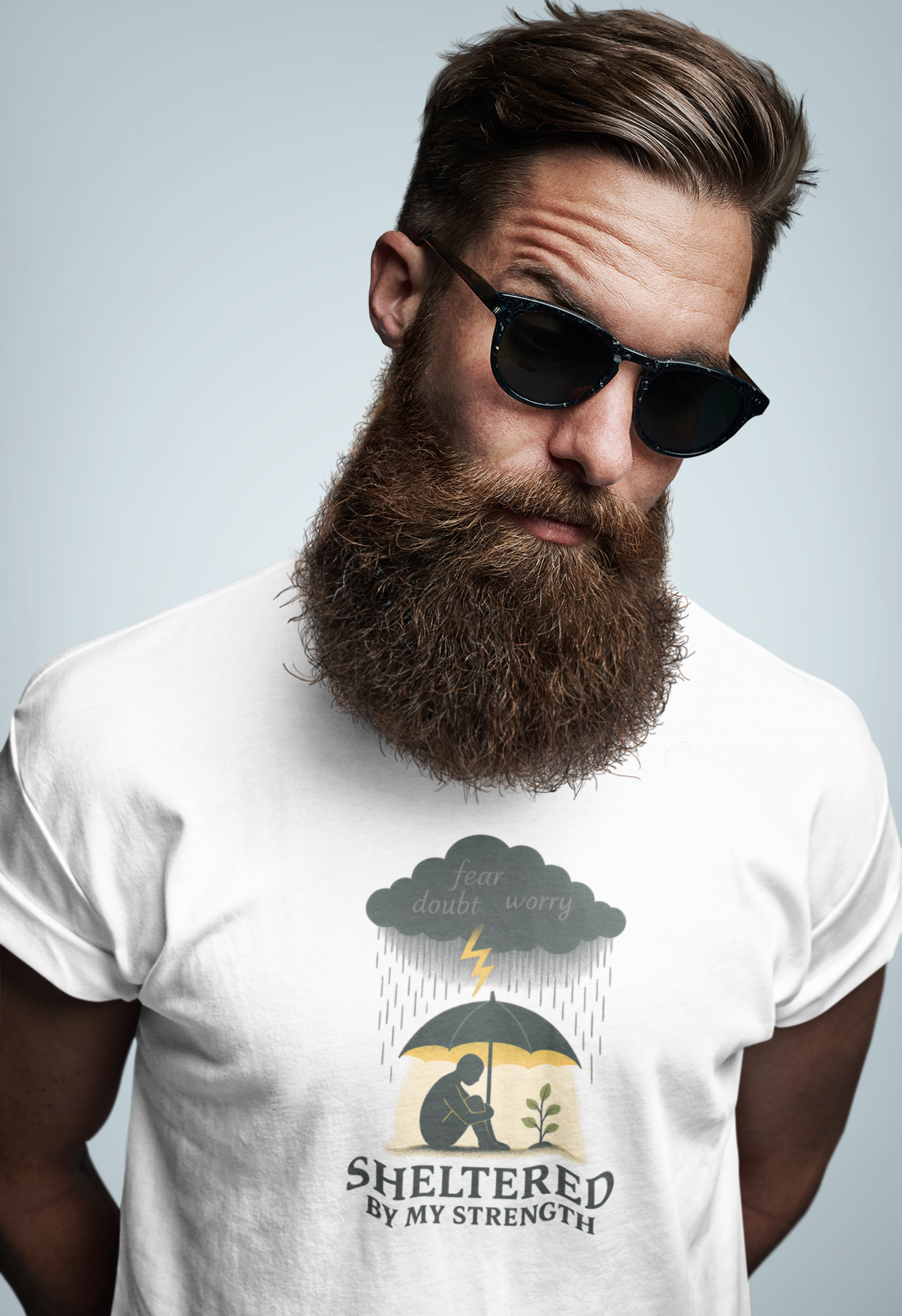 Sheltered By My Strength T-Shirt – Resilient Mental Health Tee