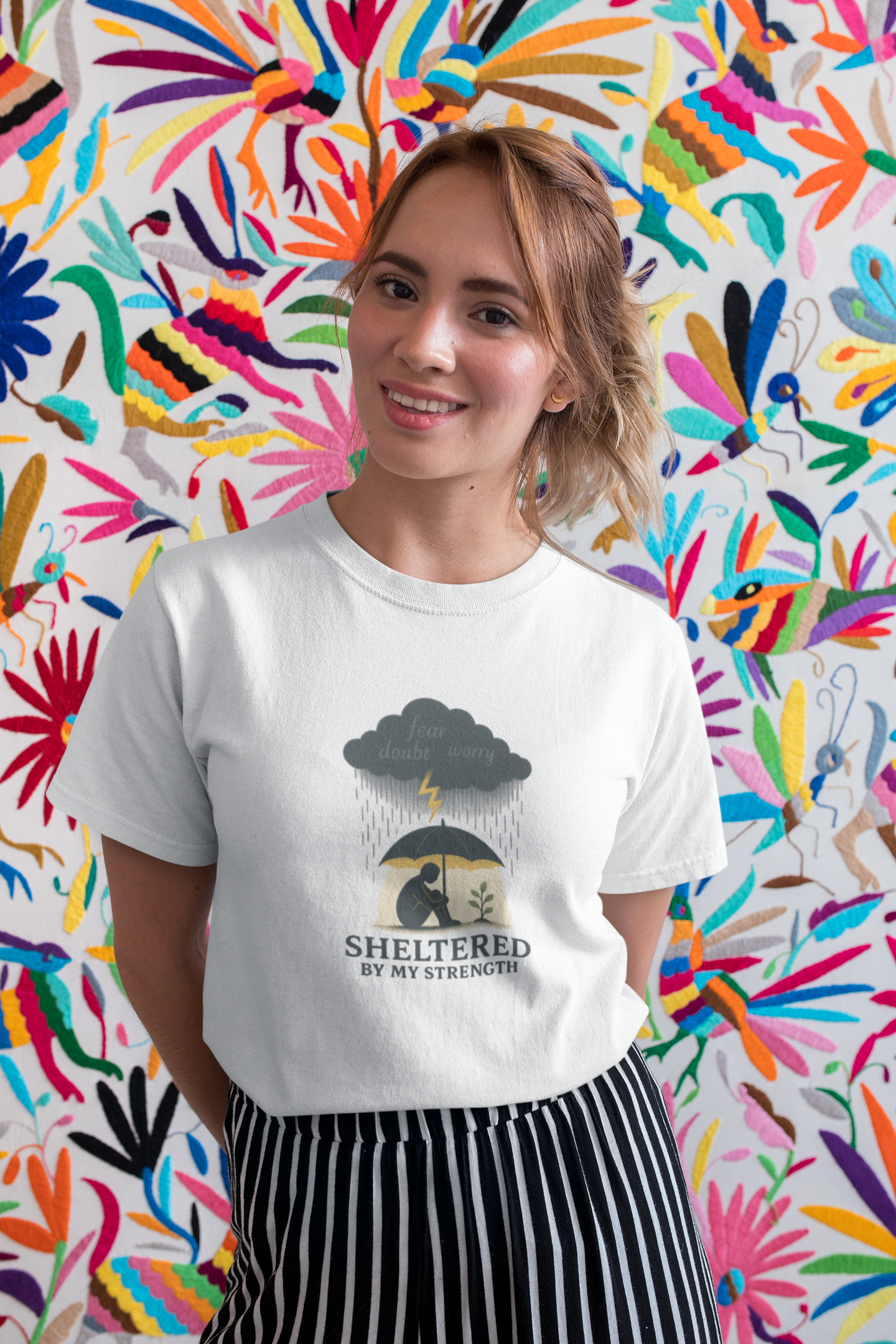 Sheltered By My Strength T-Shirt – Resilient Mental Health Tee