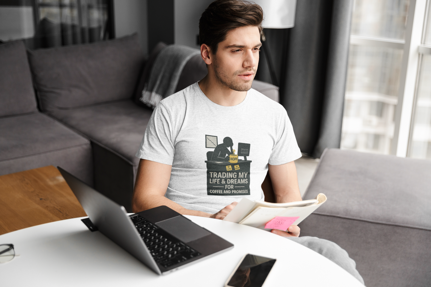 Trading My Life & Dreams T-Shirt – Honest Workplace Mental Health Tee