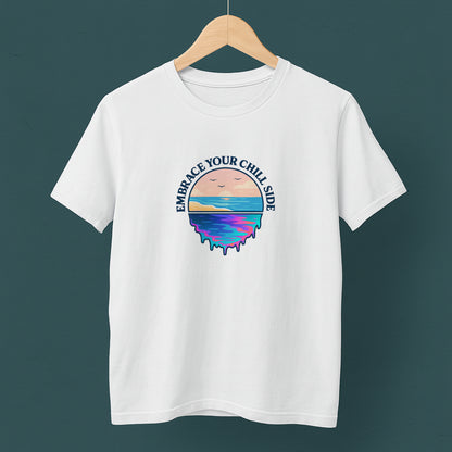 Embrace Your Chill Side T-Shirt - Mountain Lake Reflection Tee