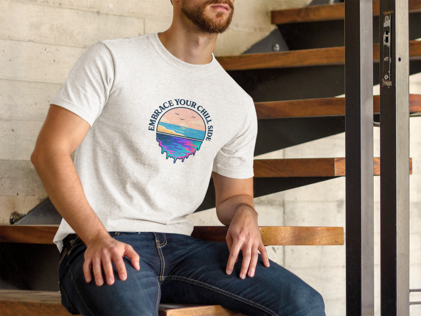 Embrace Your Chill Side T-Shirt - Mountain Lake Reflection Tee
