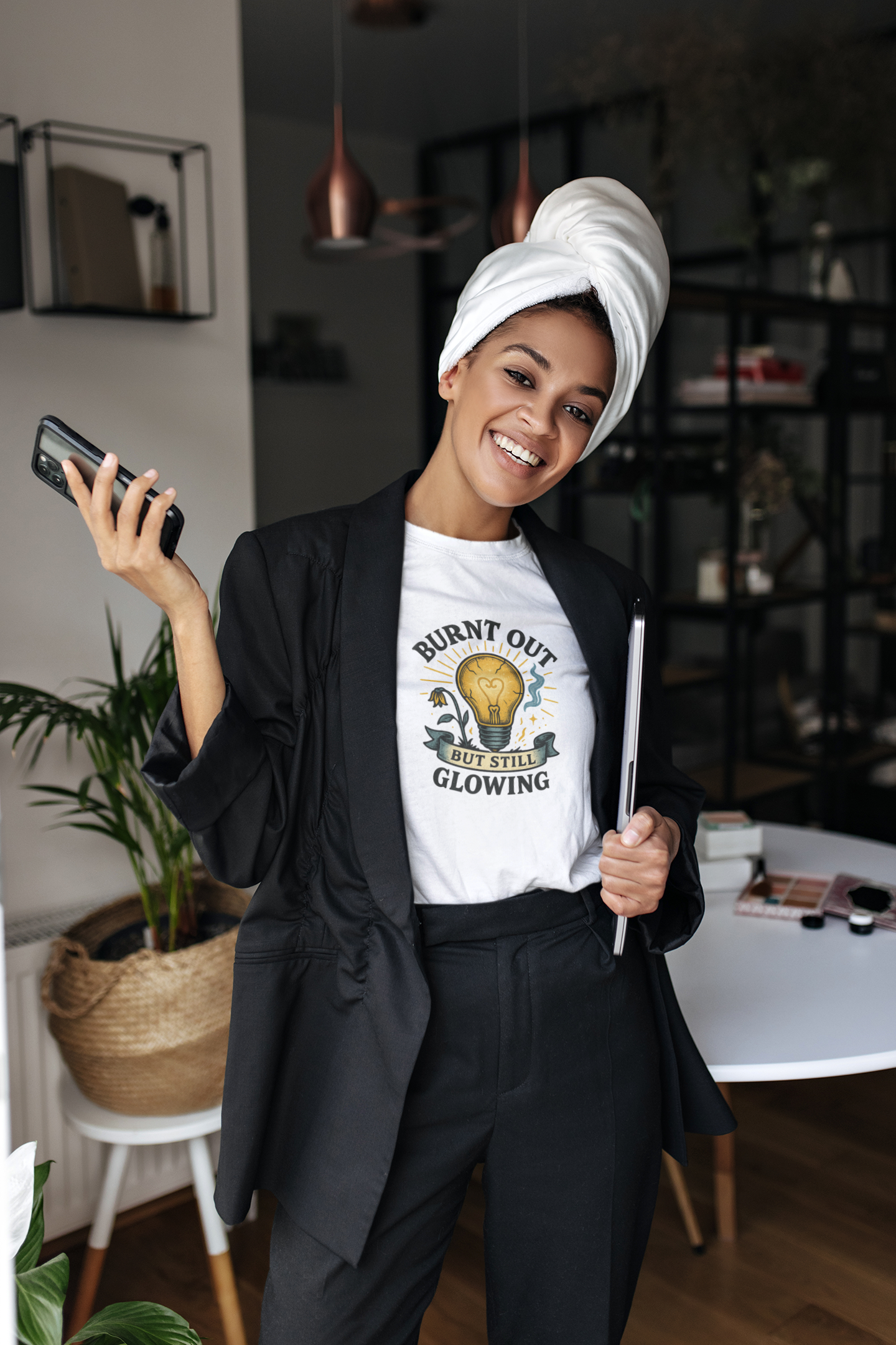 Burnt Out But Still Glowing T-Shirt – Resilience Tee