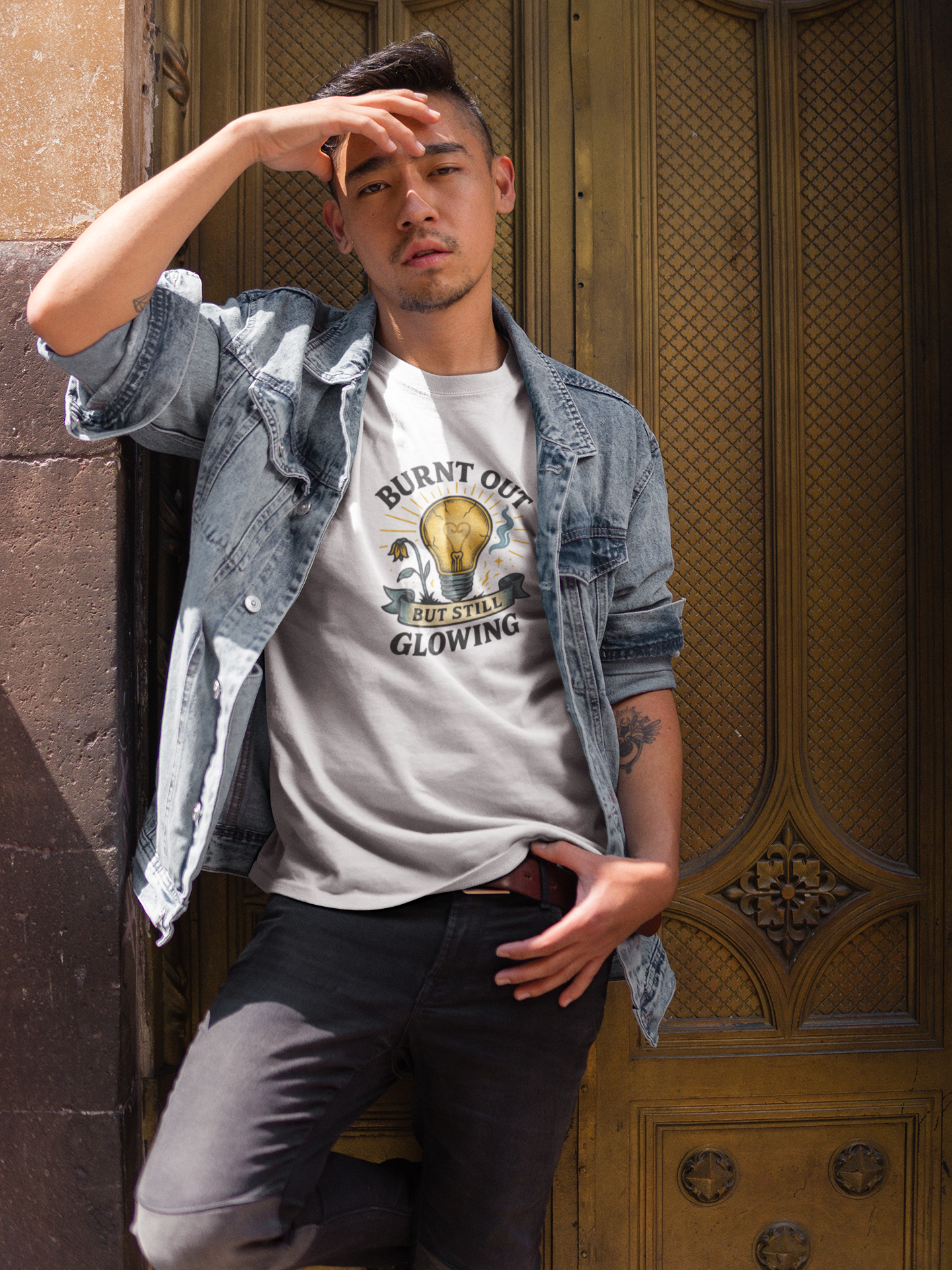 Burnt Out But Still Glowing T-Shirt – Resilience Tee