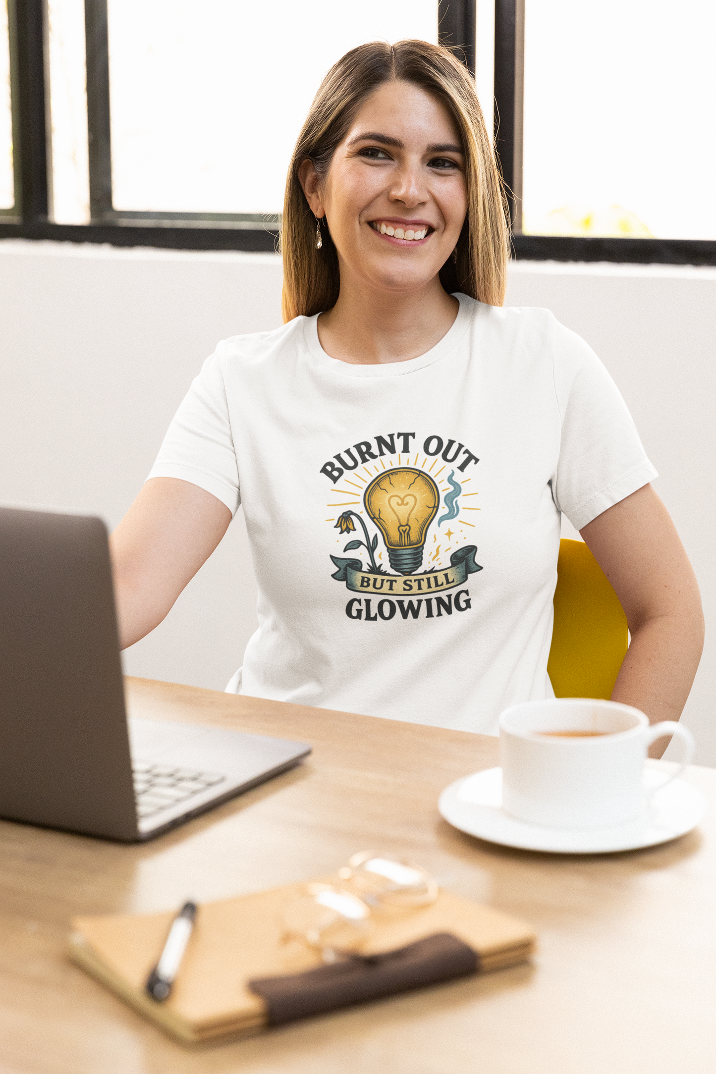Burnt Out But Still Glowing T-Shirt – Resilience Tee