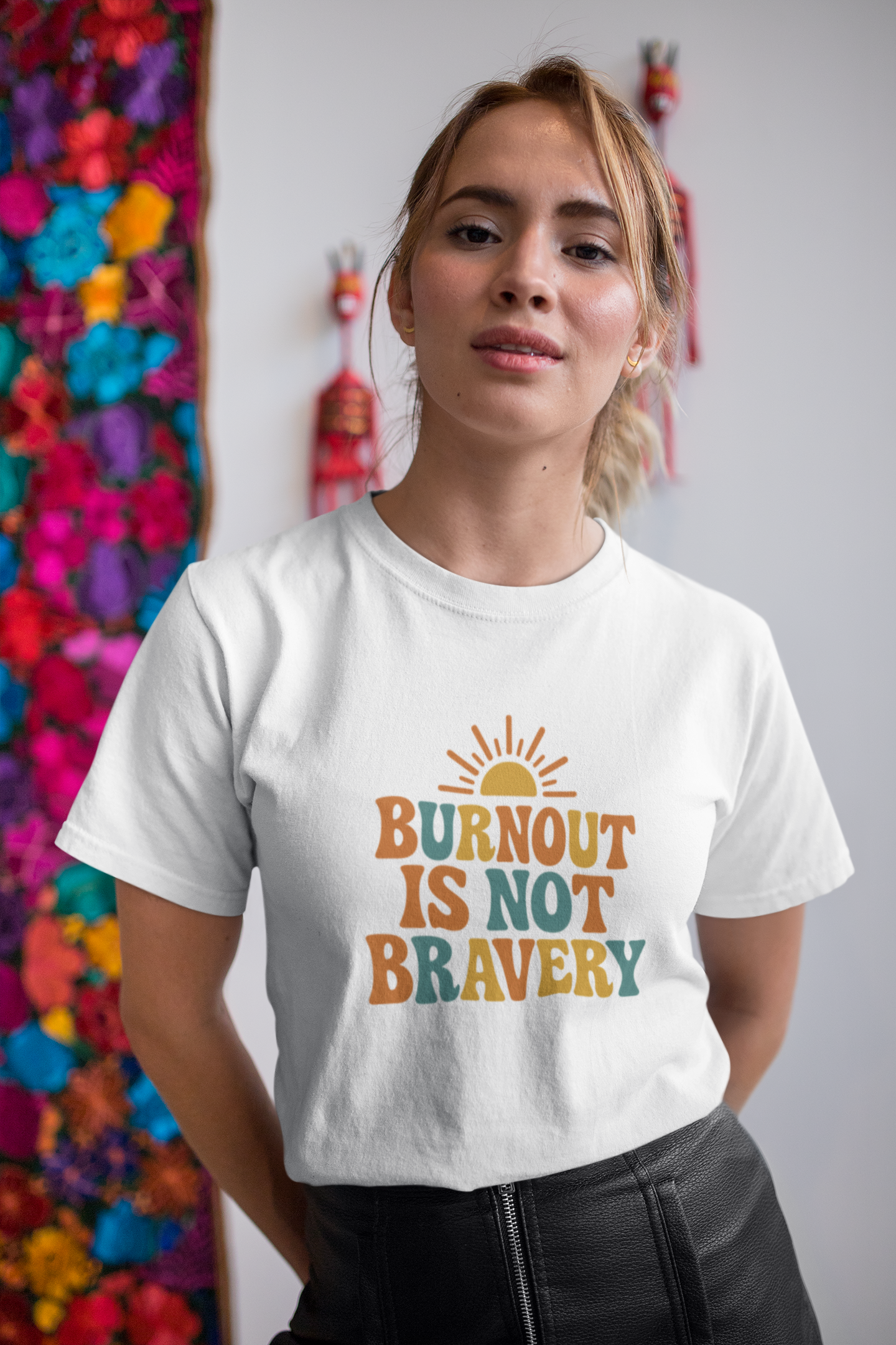 Burnout Is Not Bravery T-Shirt – Retro Mental Health Awareness Tee