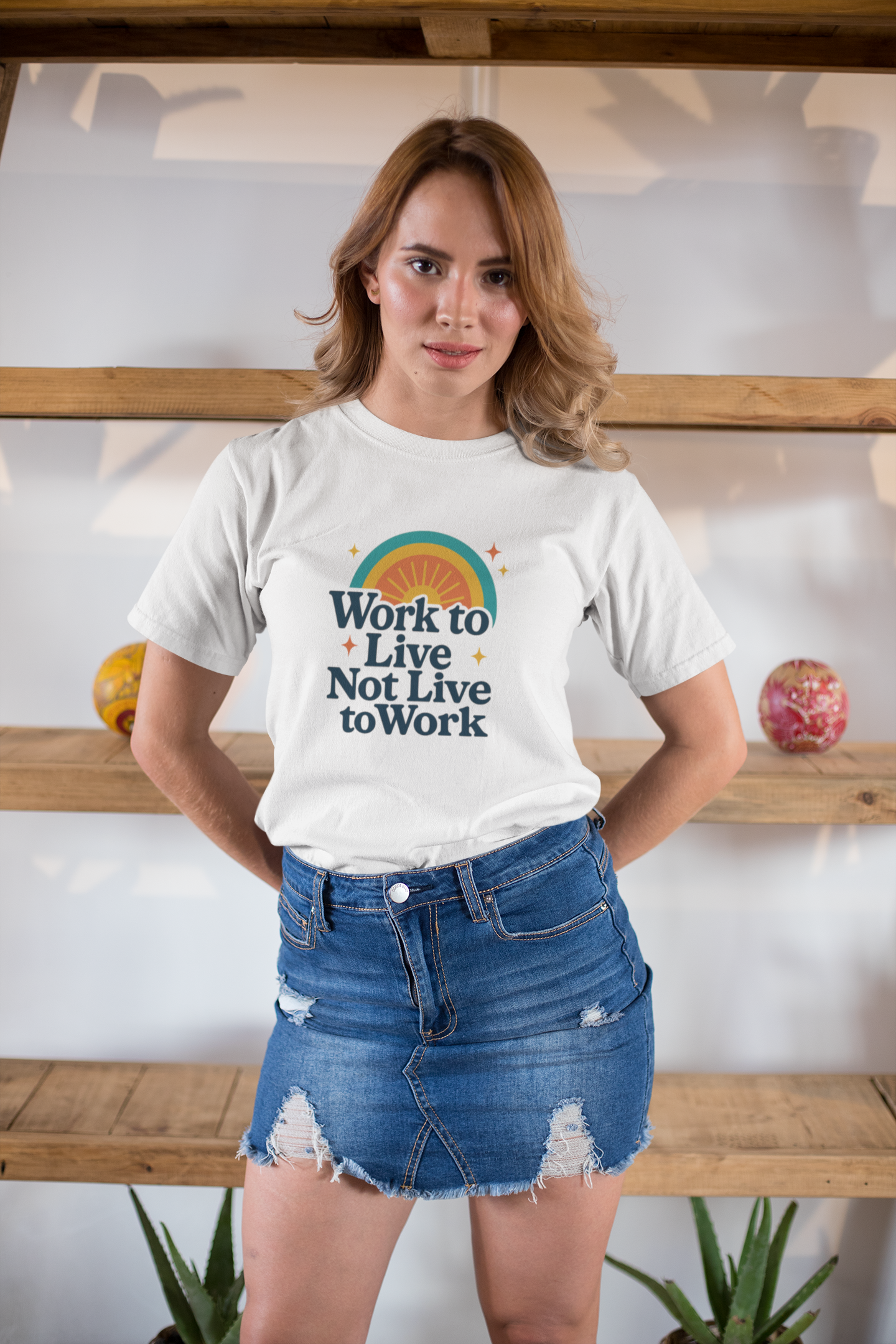 Work to Live, Not Live to Work T-Shirt – Retro Balance & Self-Care