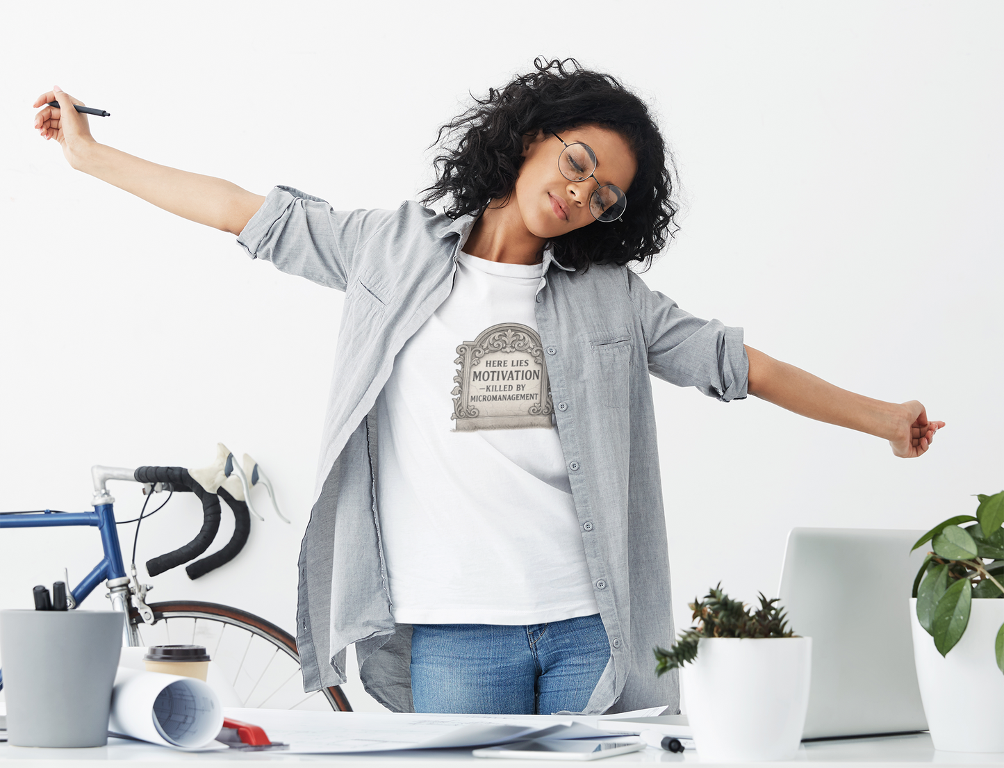 Here Lies Motivation T-Shirt – Corporate Parody Tee