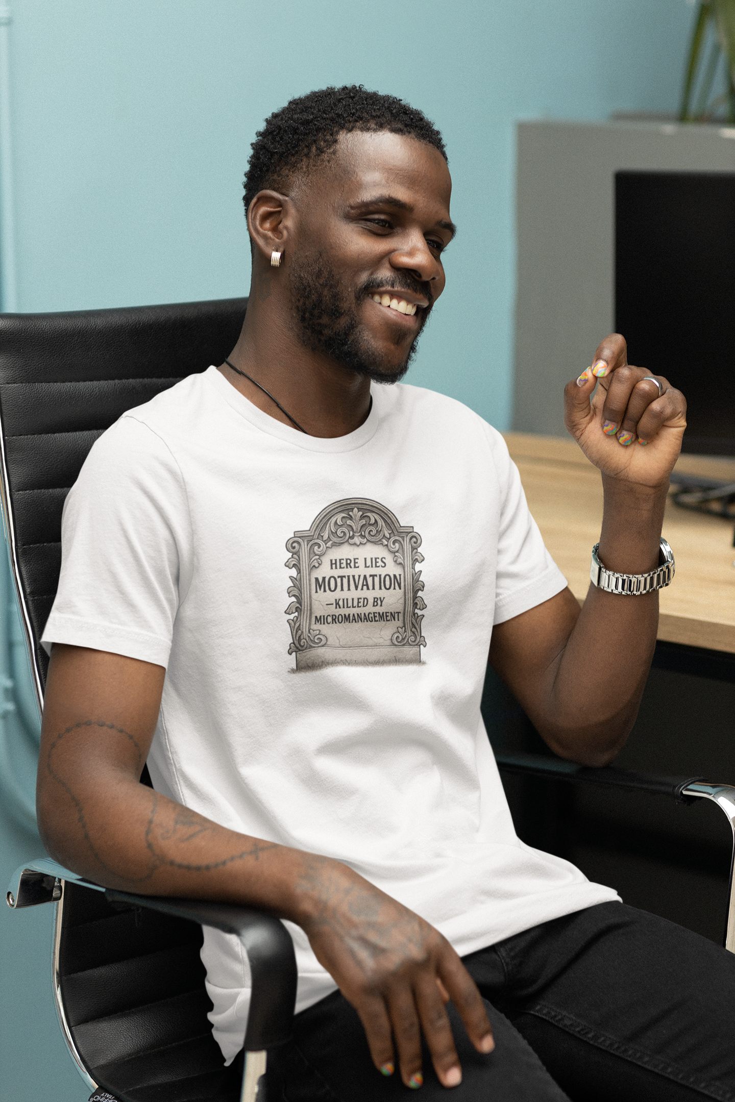 Here Lies Motivation T-Shirt – Corporate Parody Tee