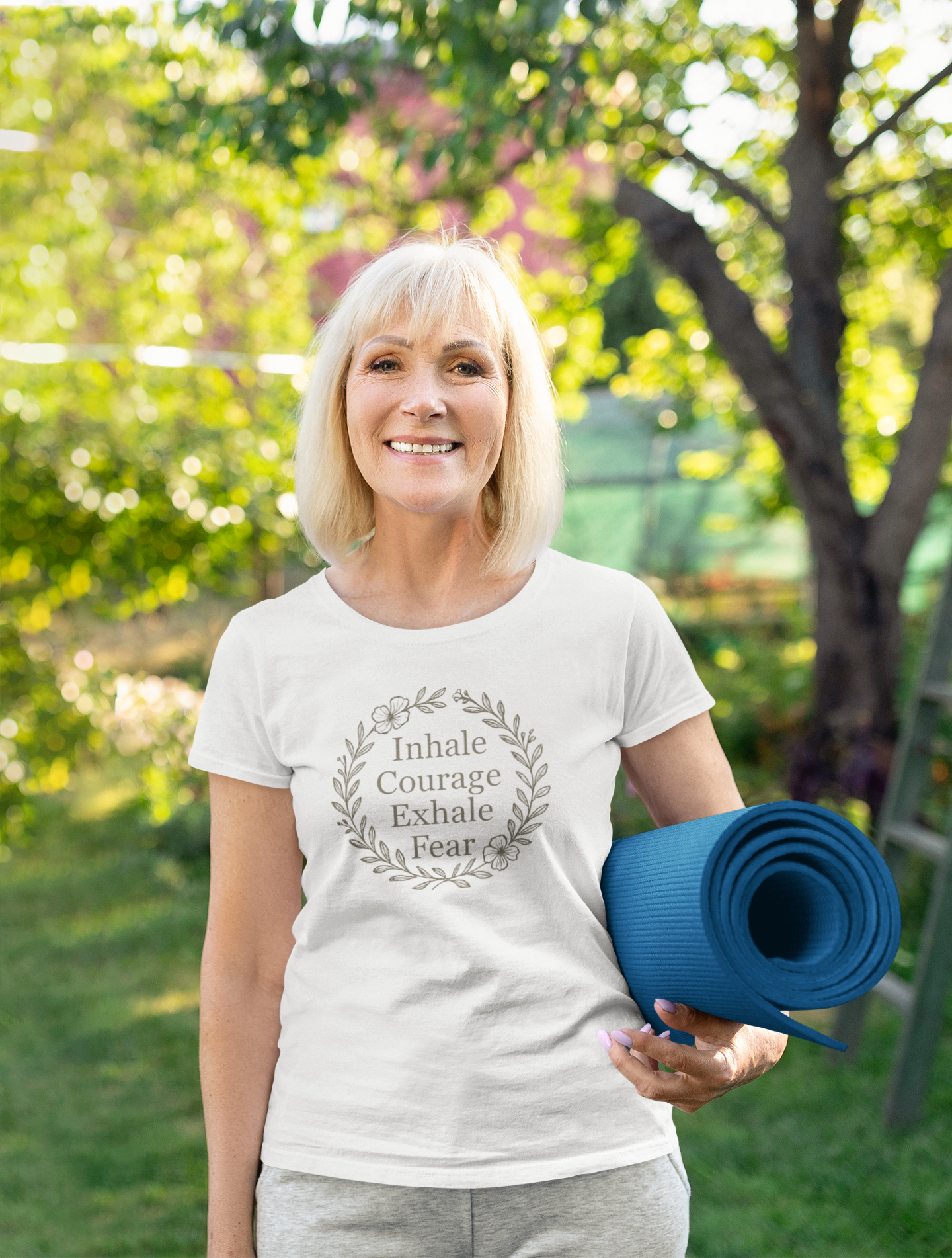 Inhale Courage, Exhale Fear T-Shirt – Inspirational Floral Tee