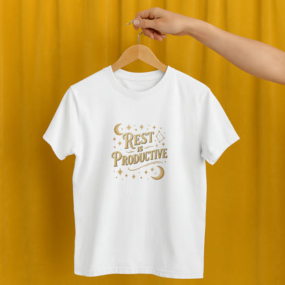 Rest Is Productive T-Shirt – Celestial Self-Care Tee