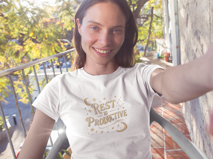 Rest Is Productive T-Shirt – Celestial Self-Care Tee
