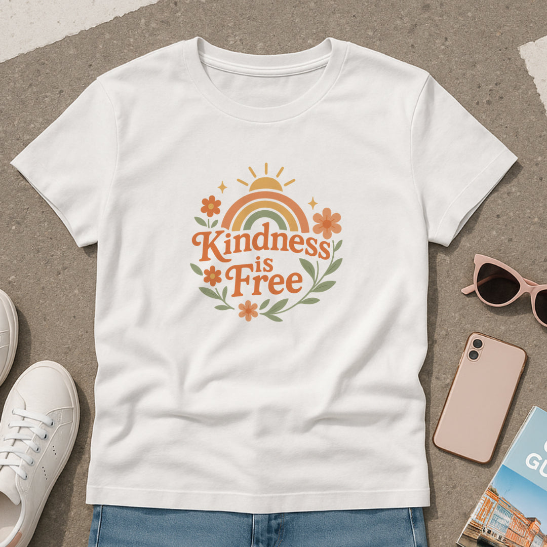 Kindness Is Free T-Shirt – Rainbow Positivity Tee