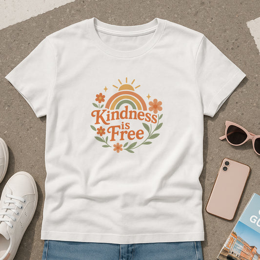 Kindness Is Free T-Shirt – Rainbow Positivity Tee