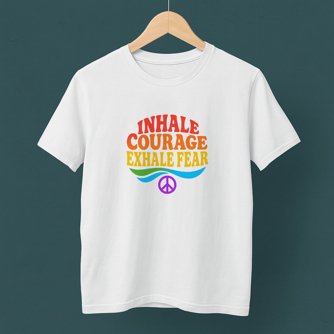 Inhale Courage, Exhale Fear T-Shirt – Retro Affirmation Tee