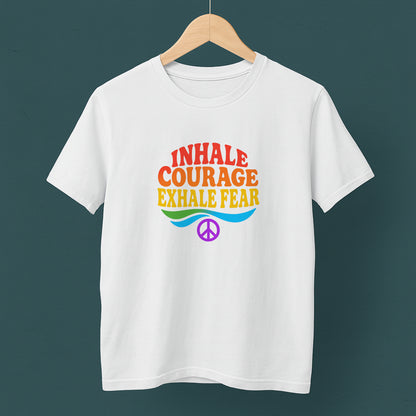 Inhale Courage, Exhale Fear T-Shirt – Retro Affirmation Tee