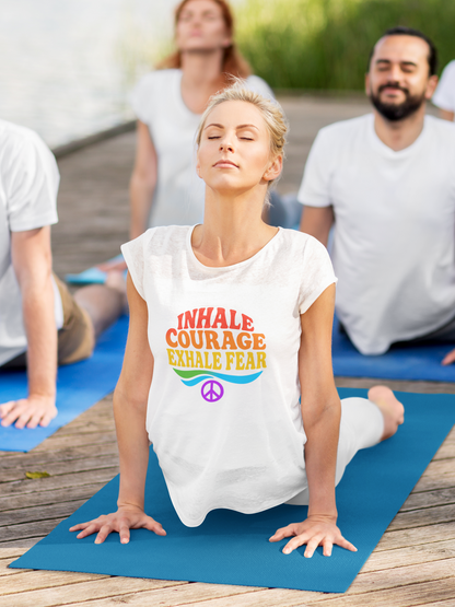 Inhale Courage, Exhale Fear T-Shirt – Retro Affirmation Tee