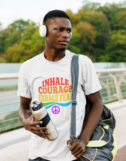 Inhale Courage, Exhale Fear T-Shirt – Retro Affirmation Tee