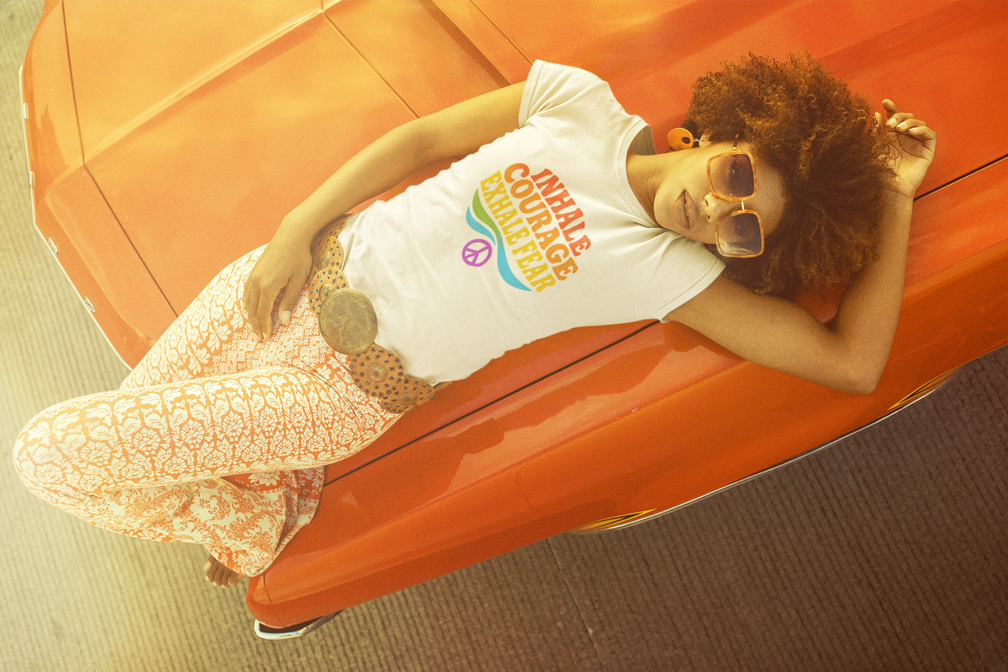 Inhale Courage, Exhale Fear T-Shirt – Retro Affirmation Tee