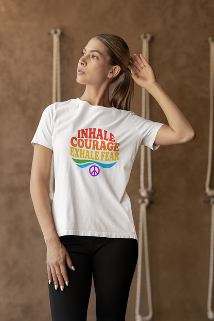 Inhale Courage, Exhale Fear T-Shirt – Retro Affirmation Tee