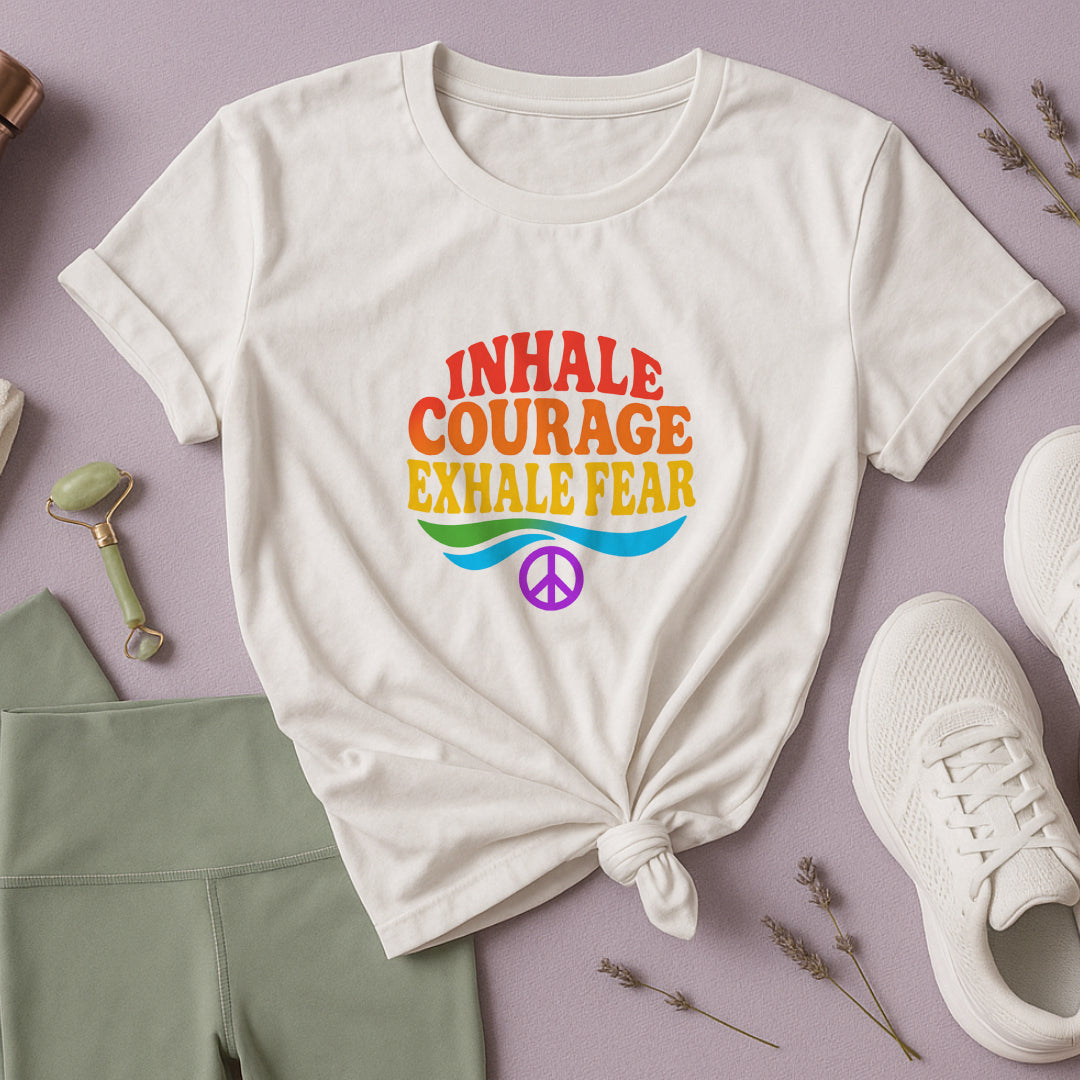 Inhale Courage, Exhale Fear T-Shirt – Retro Affirmation Tee