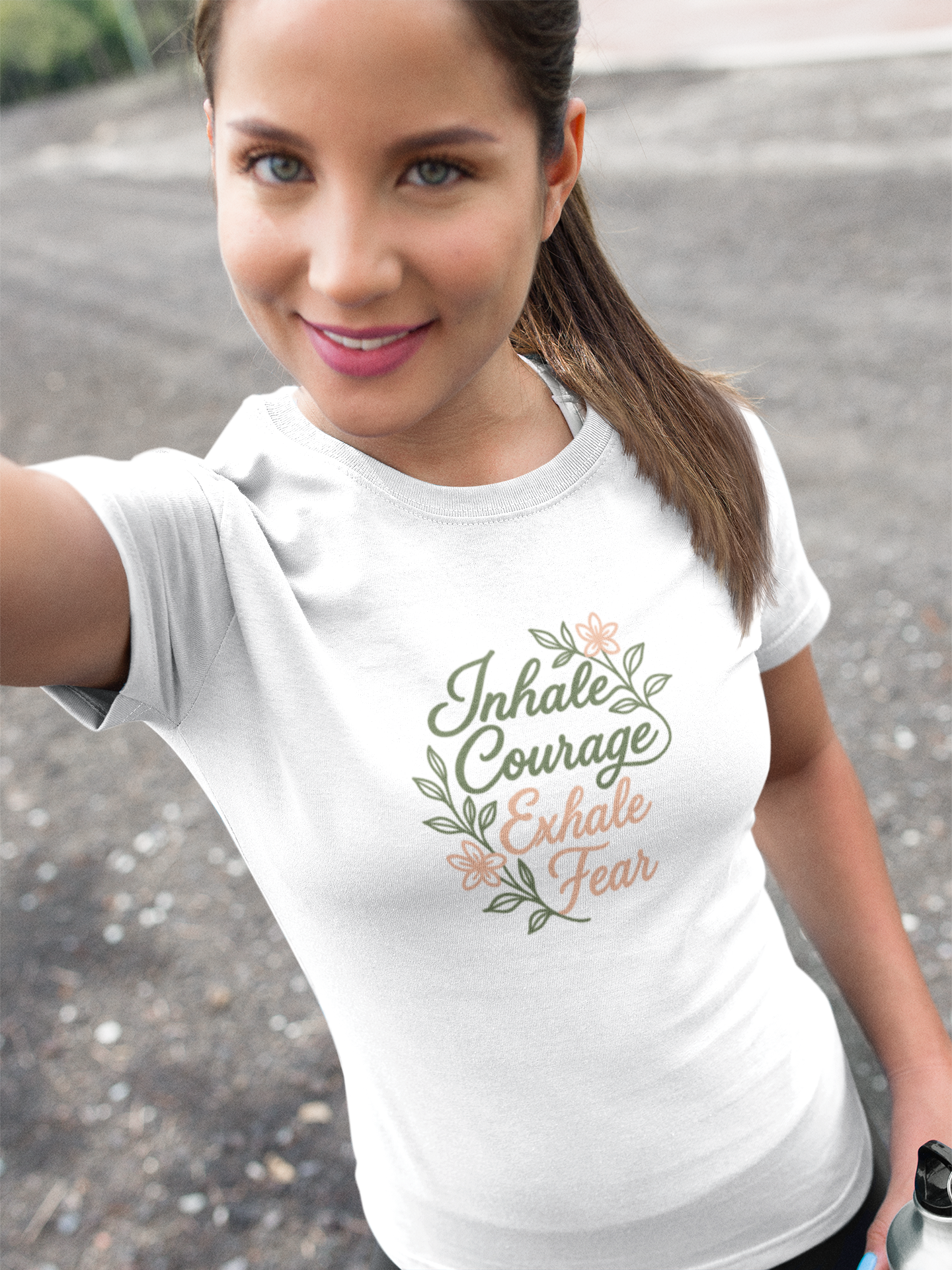 Inhale Courage, Exhale Fear T-Shirt – Floral Affirmation Tee