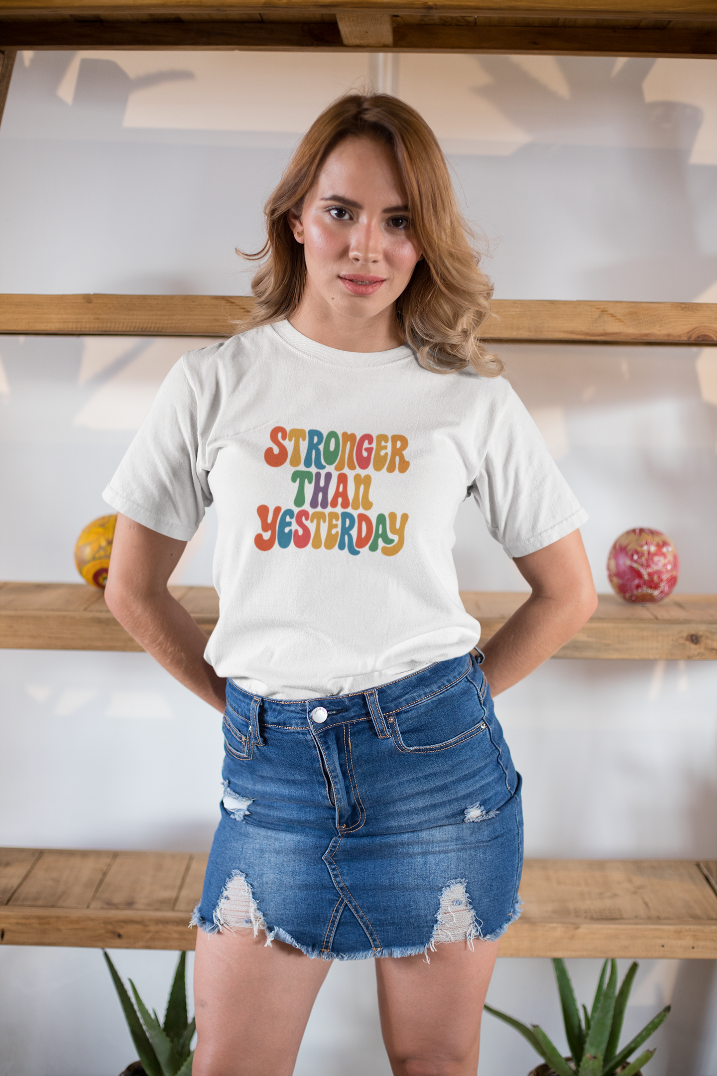 Stronger Than Yesterday T-Shirt – Retro Motivational Tee