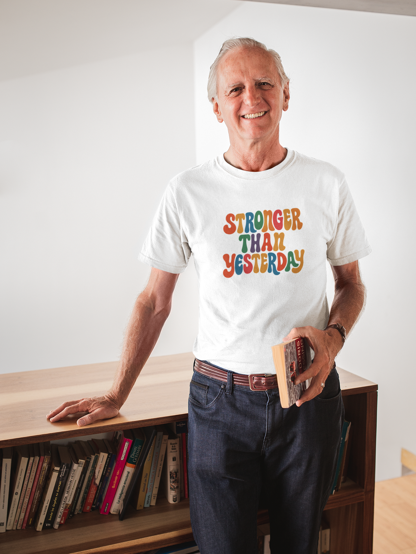 Stronger Than Yesterday T-Shirt – Retro Motivational Tee