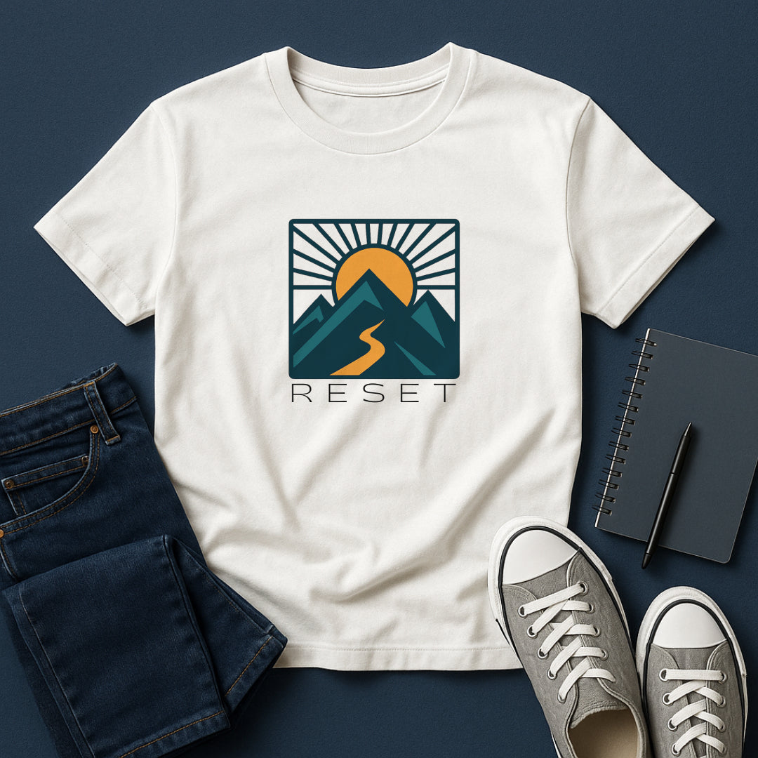 RESET T-Shirt – Motivational Sunrise Tee