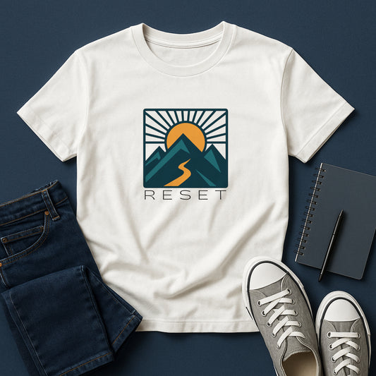 RESET T-Shirt – Motivational Sunrise Tee
