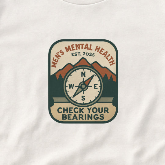 Check Your Bearings T-Shirt – Men’s Mental Health Compass Tee