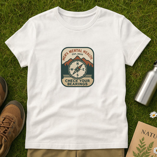 Check Your Bearings T-Shirt – Men’s Mental Health Compass Tee