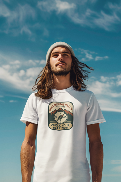 Check Your Bearings T-Shirt – Men’s Mental Health Compass Tee