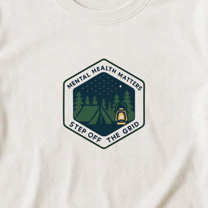 Step Off the Grid T-Shirt – Mental Health Matters Camping Tee
