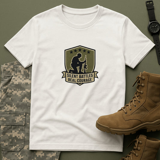 Silent Battles Real Courage T-Shirt – Military Tee