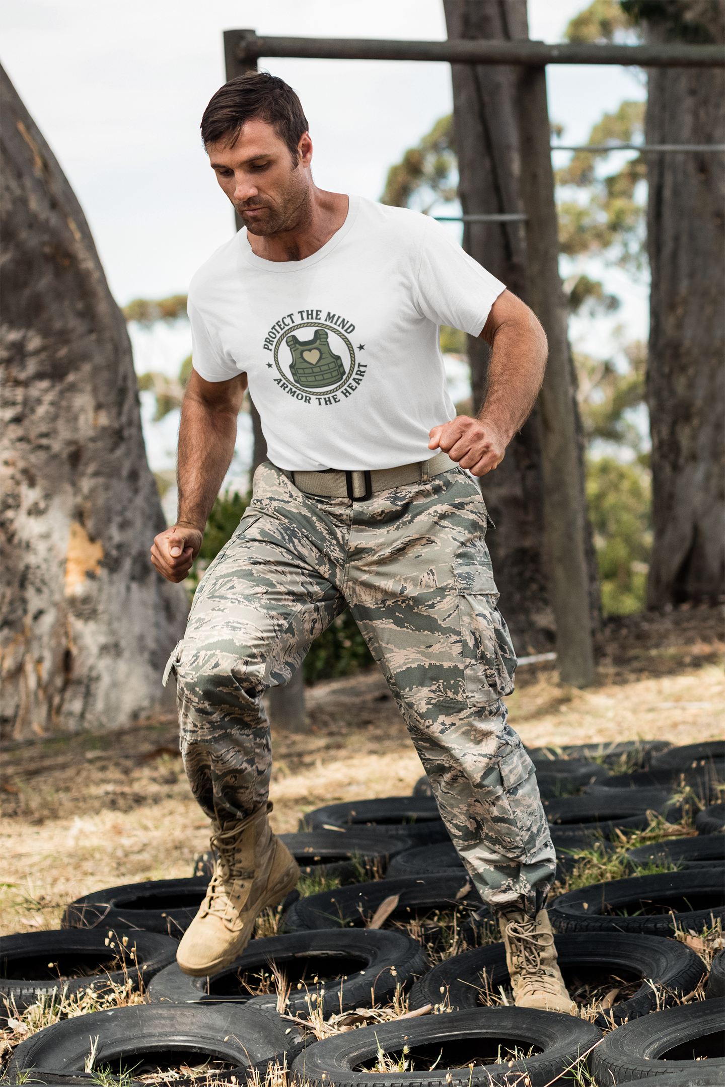 Protect the Mind, Armor the Heart T-Shirt – Military Strength & Resilience  Tee
