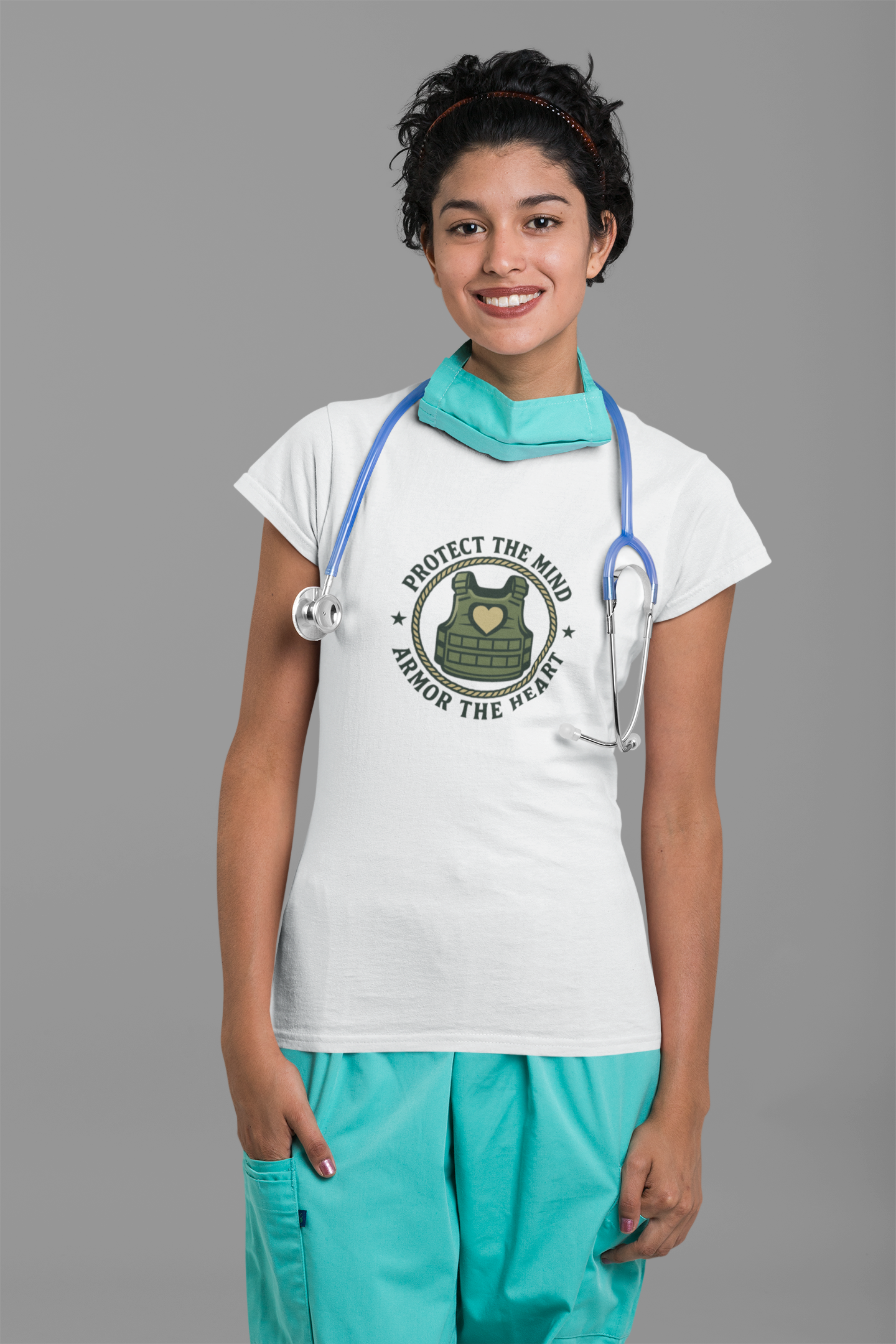 Protect the Mind, Armor the Heart T-Shirt – Military Strength & Resilience  Tee