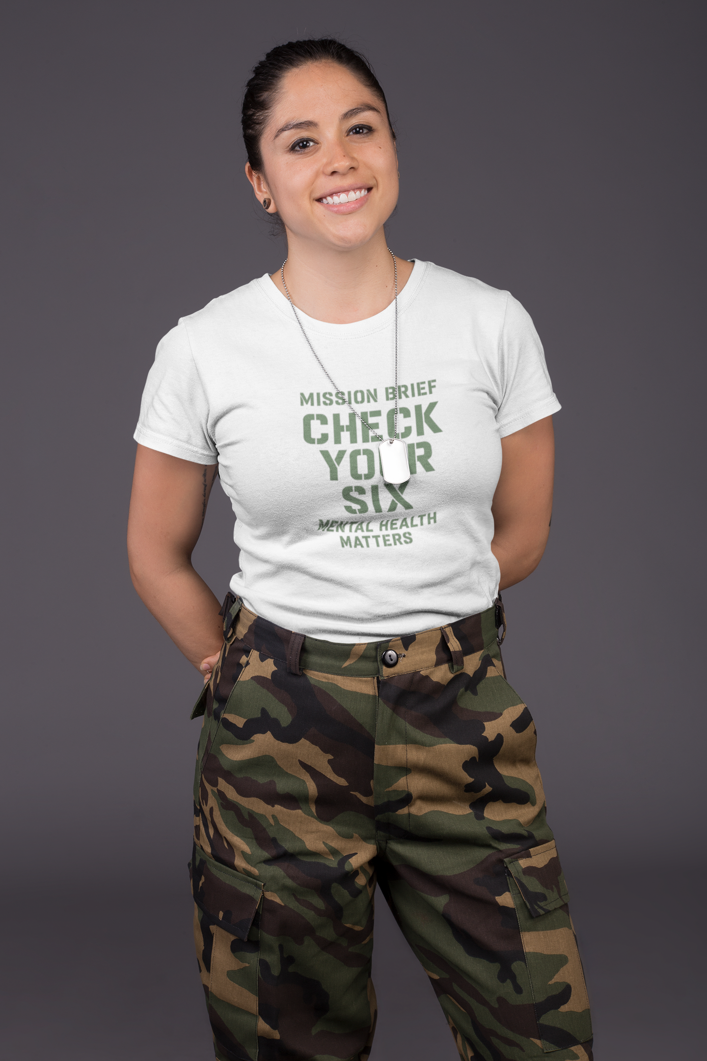 Mission Brief: Check Your Six T-Shirt - Military Mental Health Awareness  Tee