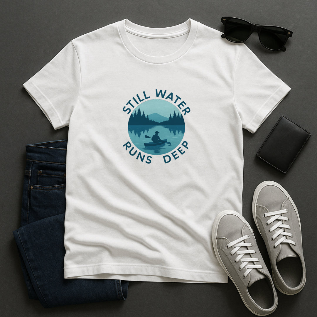 Still Water Runs Deep T-Shirt – Lake Reflection Mental Health Tee