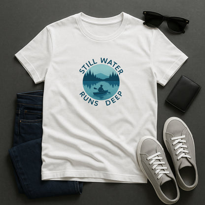 Still Water Runs Deep T-Shirt – Lake Reflection Mental Health Tee